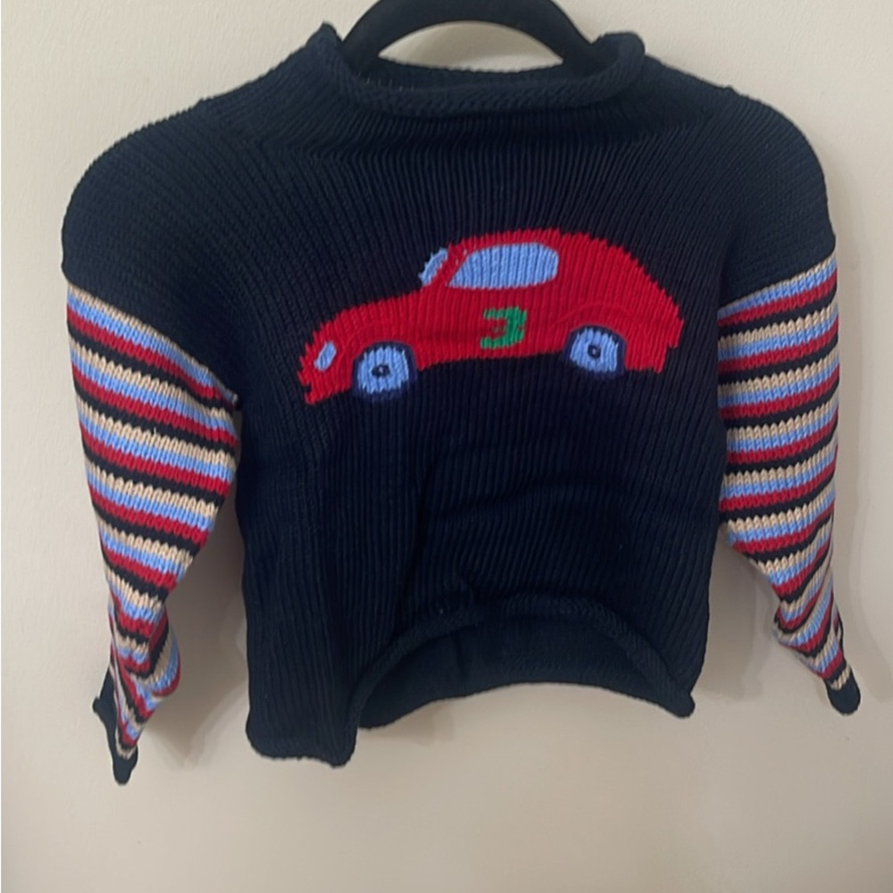 VTG boutique Kids Black Sweater with Red Car Design